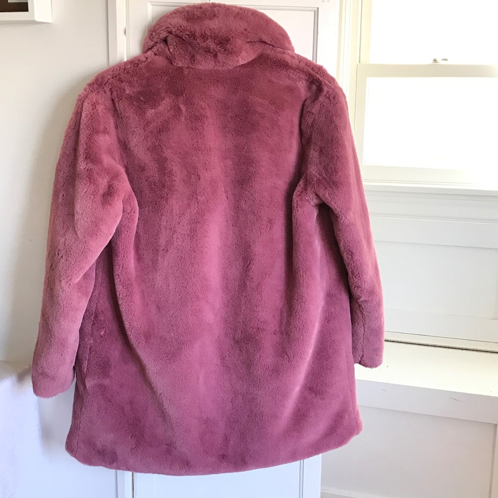 PRIMARK Faux Fur Pink Coat Oversized Teddy Jacket Women’s Size Medium - Picture 5 of 16